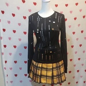 Love, Fire Black and Yellow Plaid Mini Skirt